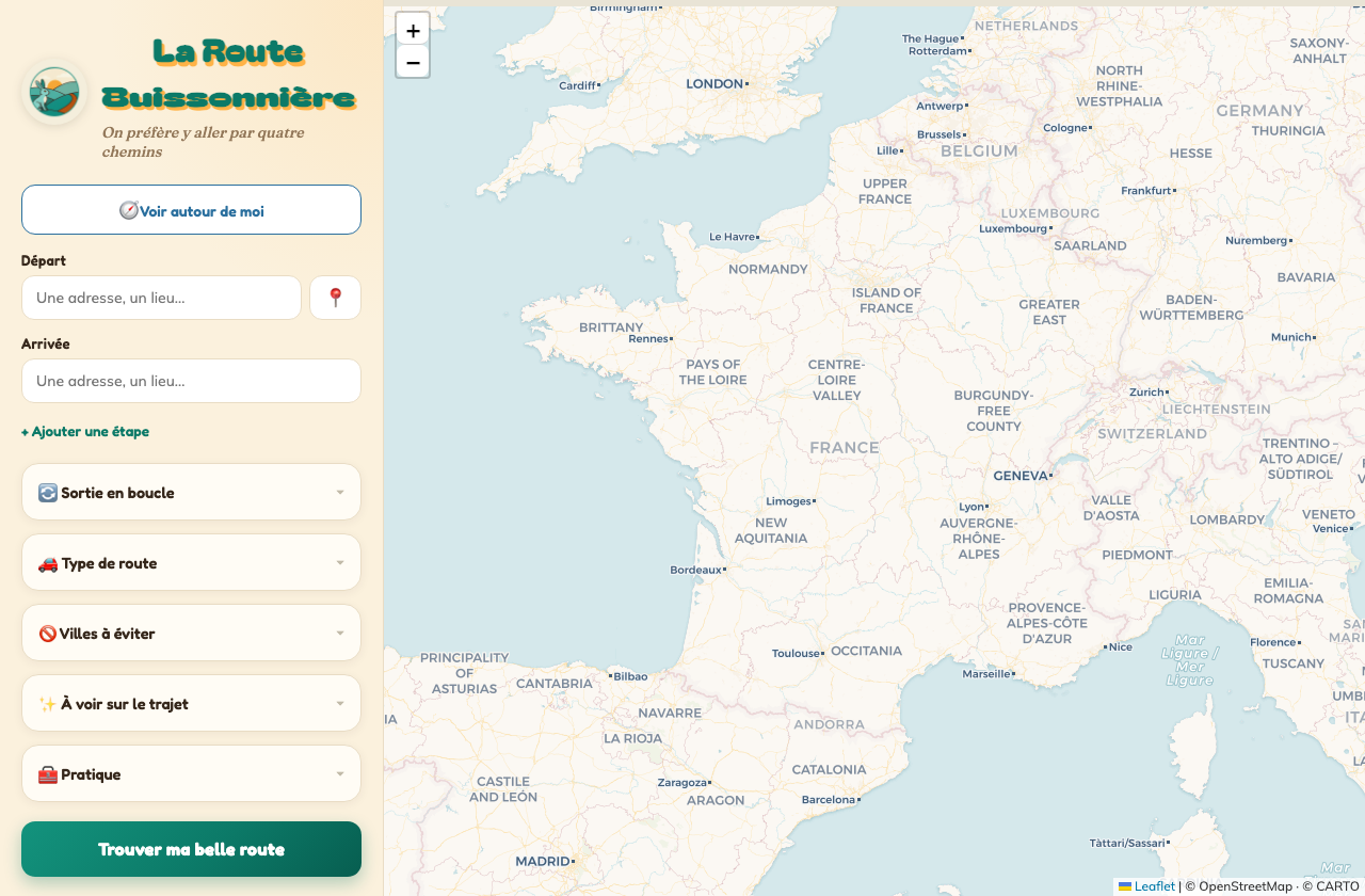 Aperçu de l'application La Route Buissonnière