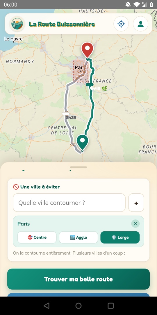 Un itinerario che aggira la città, nell'app